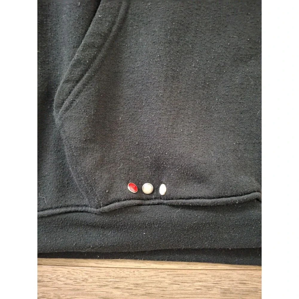 Vintage Y2K RocaWear Mens Hoodie Pullover Black Sweatshirt Large Fleece Warm - Picture 3 of 8